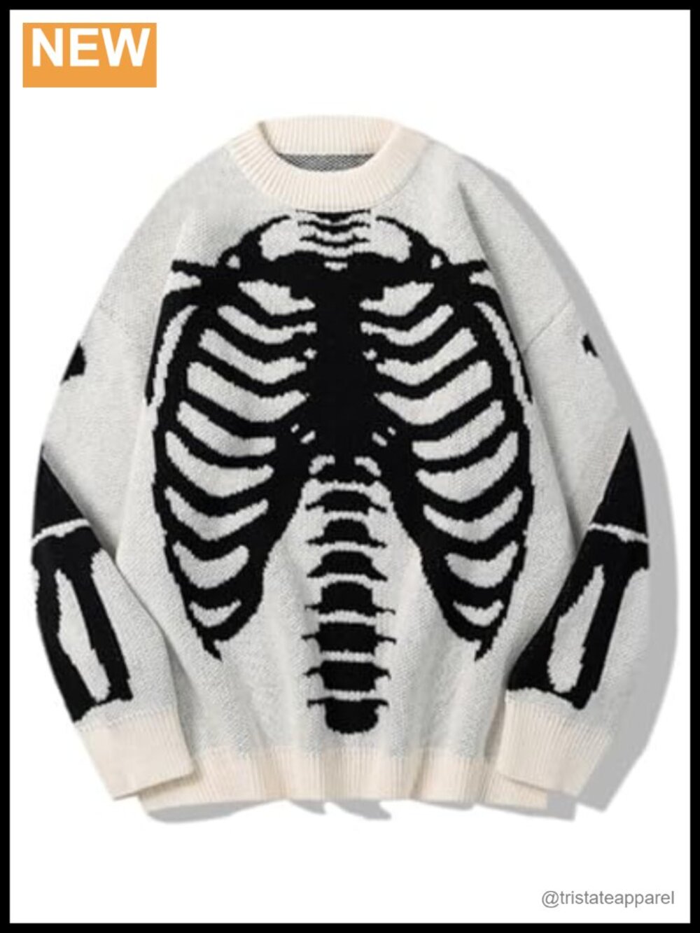 Oversized Skeleton Graphic Crewneck Knit Pullover Sweater